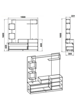 Σύνθετο Σαλονιού Aiden Pakoworld Sonoma-Λευκό 150x38.5x160εκ