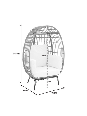 Πολυθρόνα Frox Pakoworld Wicker Rattan Φυσικό-Μεταλλικό Φυσικό-Μαύρο Πόδι-Μπεζ Μαξιλάρι 96x76x145εκ