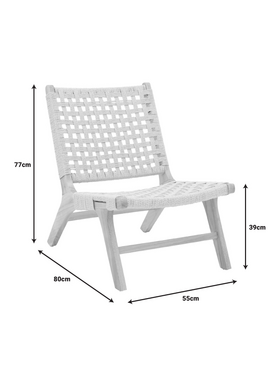 Πολυθρόνα Polisin Pakoworld Σχοινί-Rubberwood σε Φυσική Απόχρωση 55x80x77εκ