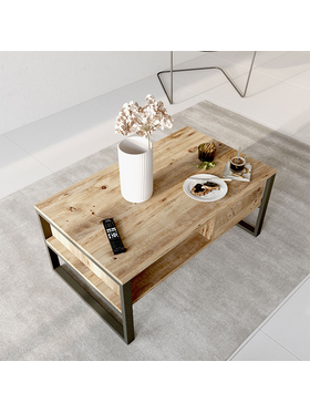 Τραπέζι Σαλονιού Honora Pakoworld oak-Μαύρο 100x60x44,5εκ