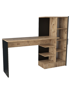 Γραφείο-Ραφιέρα Kary Pakoworld Μαύρο-oak 152,5x40x120εκ
