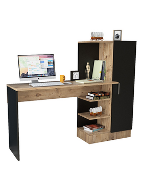Γραφείο-Ραφιέρα Kary Pakoworld Μαύρο-oak 152,5x40x120εκ