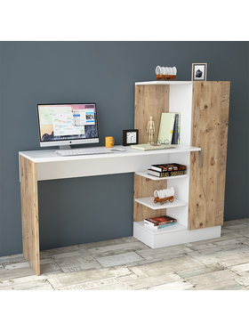 Γραφείο-Ραφιέρα Kary Pakoworld Λευκό-oak 152,5x40x120εκ