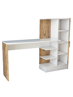 Γραφείο-Ραφιέρα Kary Pakoworld Λευκό-oak 152,5x40x120εκ