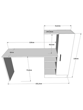 Γραφείο-Ραφιέρα Kary Pakoworld Λευκό-oak 152,5x40x120εκ