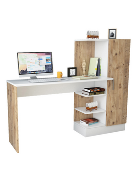 Γραφείο-Ραφιέρα Kary Pakoworld Λευκό-oak 152,5x40x120εκ
