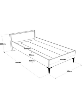 Κρεβάτι Μονό Augusta Pakoworld oak-Ανθρακί 90x190εκ