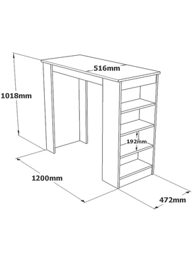 Τραπέζι Μπαρ Riff Pakoworld Λευκό-Sonoma 120x51.5x101.5εκ