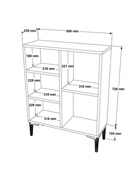 Βιβλιοθήκη Χαμηλή Neville Pakoworld Sonoma 69x25x87.6εκ