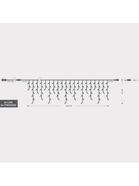 Βροχη, 144 led 3mm, 36v Μετασχηματιστη, 8 Προγραμματα & Μνημη, 4 Επεκτασεις ωσ 3 Σετ, Διαφανο pvc Καλωδιο, Θερμο Led, 300x60cm (5/7/5/7), Προεκταση Παροχης 3m, Ιρ44