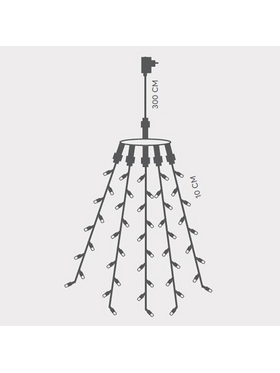 Χταποδι, 175 led 3mm, 31v, 5 Γραμμες, με Μετασχηματιστη, Προεκταση Παροχης 300cm, Πρασινο Καλωδιο, Θερμο Λευκο led ana 10cm, Ιρ44