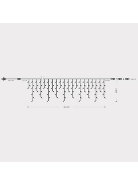 Βροχη, 144 led 5mm, 230v, Επεκταση εωσ 8, Προεκταση Παροχης 150cm, Πρασινο Καλωδιο, Καουτσουκ, Θερμο Λευκο Led, 300cmx60cm,  Ιρ65