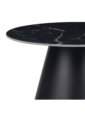 Βοηθητικά Τραπέζια Fabrin Inart Μαύρο Μαρμάρου Sintered Stone-Μαύρο Μέταλλο