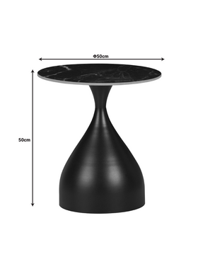 Βοηθητικά Τραπέζια Kirkene Inart Sintered Stone σε Απόχρωση Λευκό Μαρμάρου με Λευκό Μέταλλο 2τεμ