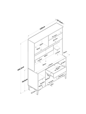 Mπουφές με Ράφι Cordie Pakoworld Λευκό Μελαμίνης 120x40x184.2εκ