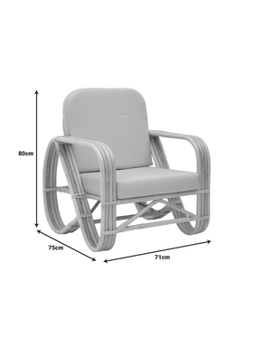 Πολυθρόνα Relmine Pakoworld Rattan pe σε Φυσική Απόχρωση με Μπεζ Μαξιλάρι 71x75x80εκ