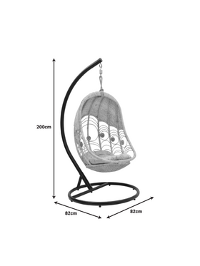 Κούνια Labreone Pakoworld Rattan pe Φυσική Απόχρωση -Μαύρο Μέταλλο-Μπεζ Μαξιλάρι 82x82x200εκ