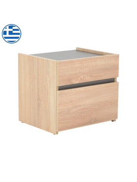 Κομοδίνο Comcie Pakoworld σε Φυσικό με Γκρι Απόχρωση 50x42x45.5εκ