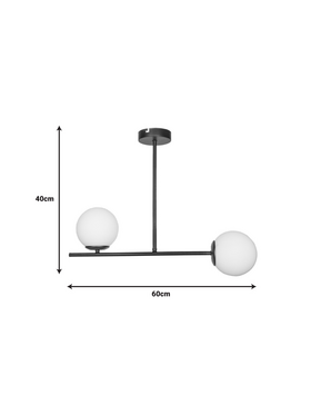 Φωτιστικό Οροφής Δίφωτο Opedro Pakoworld e27 Μαύρο Μέταλλο 60x30x40εκ