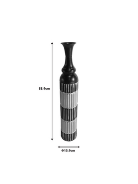 Διακοσμητικό Βάζο Thund Inart Μέταλλο σε Μαύρη και Φυσική Απόχρωση Φ15.9x88.9
