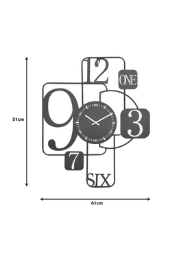 Ρολόι Τοίχουtetra Inart Μέταλλο σε Μαύρη Απόχρωση 51x3x61εκ