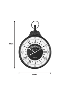 Ρολόι Τοίχου Cloco Inart Μέταλλο σε Μαύρη Απόχρωση 60x6x86εκ