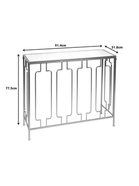 Κονσόλα Sieni Inart Χρυσό Μέταλλο-Γυαλί Καθρέπτη 91.4x31.8x77.5εκ
