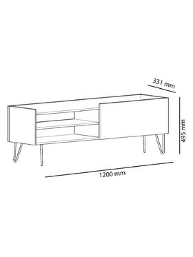 Έπιπλο Τηλεόρασης Veronica Pakoworld Χρώμα Ανθρακί-Φυσικό 120x33x49,5εκ