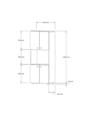 Ντουλάπα Κουζίνας Guzel Pakoworld σε Λευκή Απόχρωση 60x31.4x140εκ