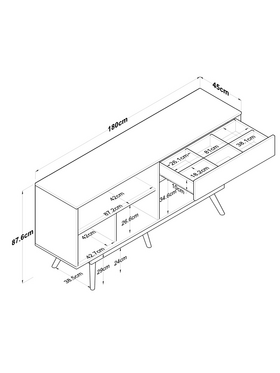 Μπουφές Satava Pakoworld pp σε Λευκή-Καρυδί Απόχρωση 180x45x87.6εκ