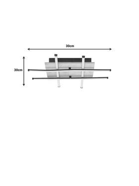 Φωτιστικό Οροφής Plan Pakoworld led Μαύρο Μέταλλο 30x30x20εκ