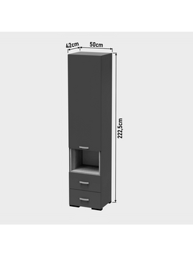 Ντουλάπα Toscana Pakoworld σε Ανθρακί Απόχρωση 50x42x222.5εκ