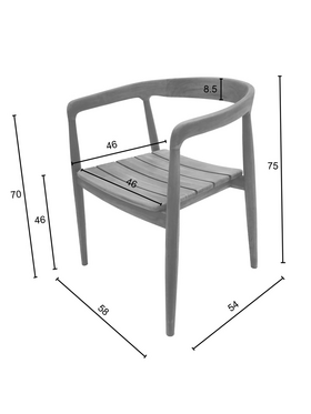 Πολυθρόνα Noody Pakoworld Teak Ξύλο σε Φυσική Απόχρωση 62x55x75εκ