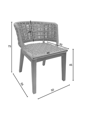 Καρέκλα Milou Pakoworld Teak Ξύλο και Συνθετικό Σχοινί σε Φυσική Απόχρωση 59x65x73εκ