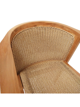 Πολυθρόνα Granny Pakoworld Teak Wood και Συνθετικό Σχοινί σε Φυσική Απόχρωση 60x60x82εκ