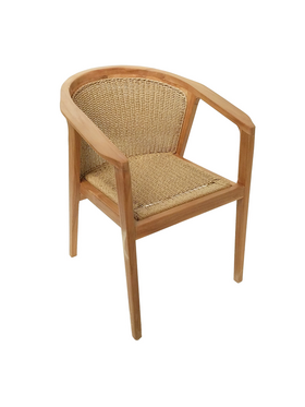 Πολυθρόνα Granny Pakoworld Teak Wood και Συνθετικό Σχοινί σε Φυσική Απόχρωση 60x60x82εκ