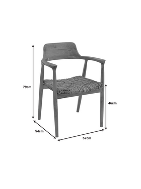 Πολυθρόνα Denverone Pakoworld Φυσικό Teak Ξύλο-Banana Σχοινί 57x54x79εκ