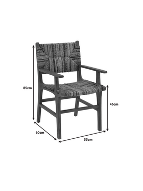 Πολυθρόνα Refane Pakoworld Φυσικό Teak Ξύλο-Banana Σχοινί 55x60x85εκ