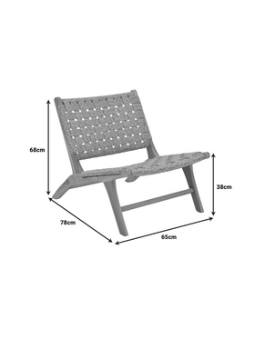 Καρέκλα Foldere Pakoworld Φυσικό Teak Ξύλο-Σχοινί 65x78x68εκ