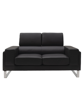 Καναπές Shea Pakoworld 2θέσιος pu Μαύρο-Inox 158x80x87εκ