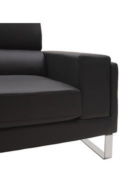 Καναπές Shea Pakoworld 2θέσιος pu Μαύρο-Inox 158x80x87εκ