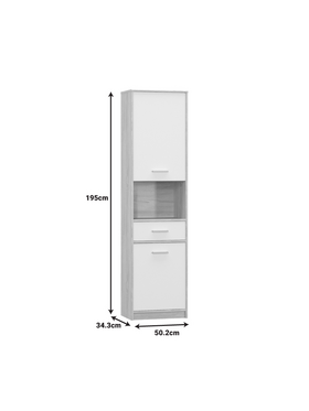 Ντουλάπα Στήλη Letto Pakoworld σε oak - Λευκό ματ Απόχρωση 50,2x34,3x195εκ