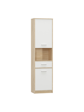 Ντουλάπα Στήλη Letto Pakoworld σε oak - Λευκό ματ Απόχρωση 50,2x34,3x195εκ