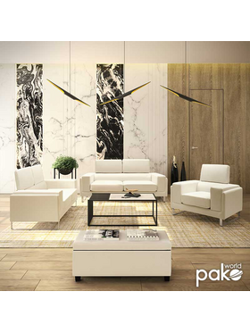 Καναπές Shea Pakoworld 3θέσιος pu Ivory-Inox 198x80x87εκ