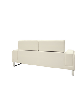 Καναπές Shea Pakoworld 3θέσιος pu Ivory-Inox 198x80x87εκ