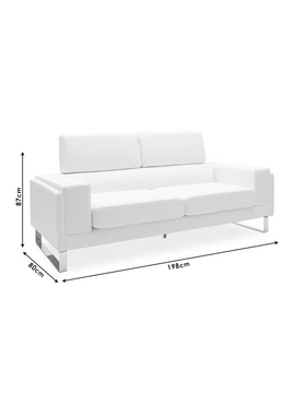 Καναπές Shea Pakoworld 3θέσιος pu Ivory-Inox 198x80x87εκ