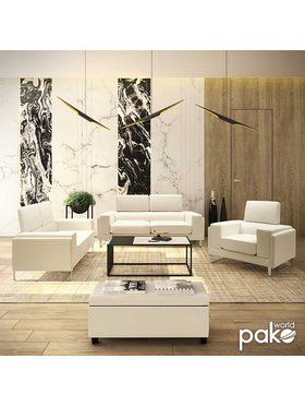 Καναπές Shea Pakoworld 2θέσιος pu Ivory-Inox 158x80x87εκ