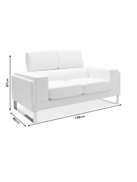 Καναπές Shea Pakoworld 2θέσιος pu Ivory-Inox 158x80x87εκ