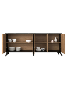 Μπουφές Flipter Pakoworld Μελαμίνης oak-Μαύρο 180x40x78,6εκ