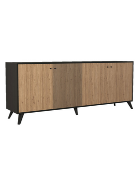 Μπουφές Flipter Pakoworld Μελαμίνης oak-Μαύρο 180x40x78,6εκ